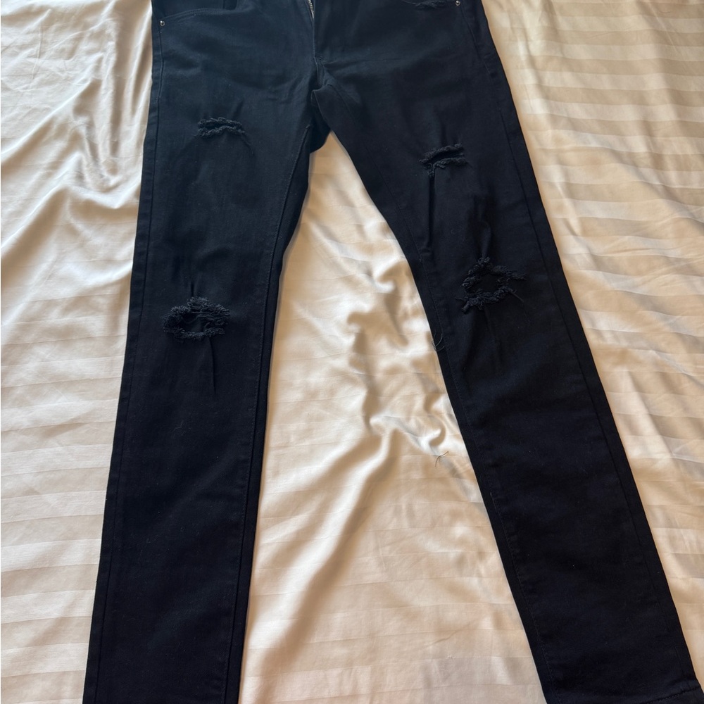 Men's Black Distressed Skinny Jeans